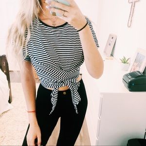 Zara Striped Wrap Tee Size Medium